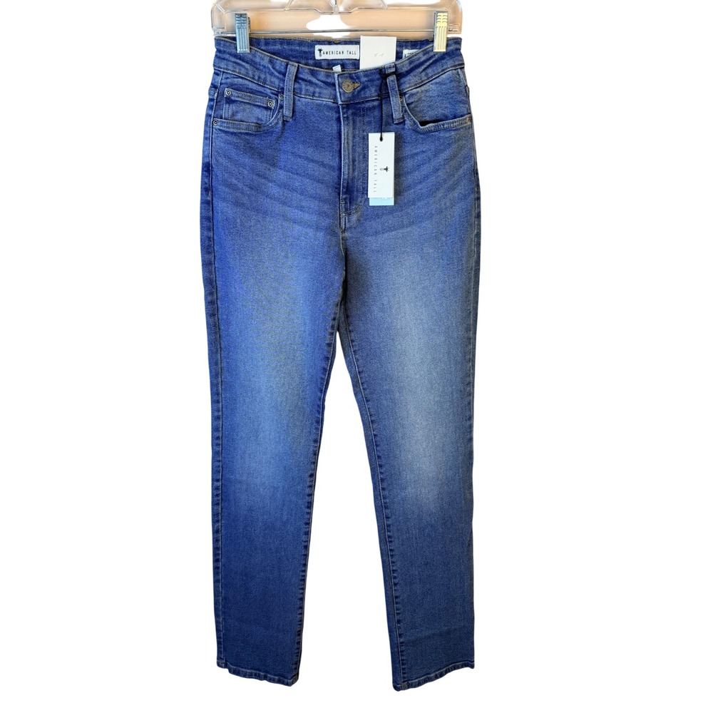 American Tall Harper High Rise Straight Jeans Colorado Blue 28x35 NWT